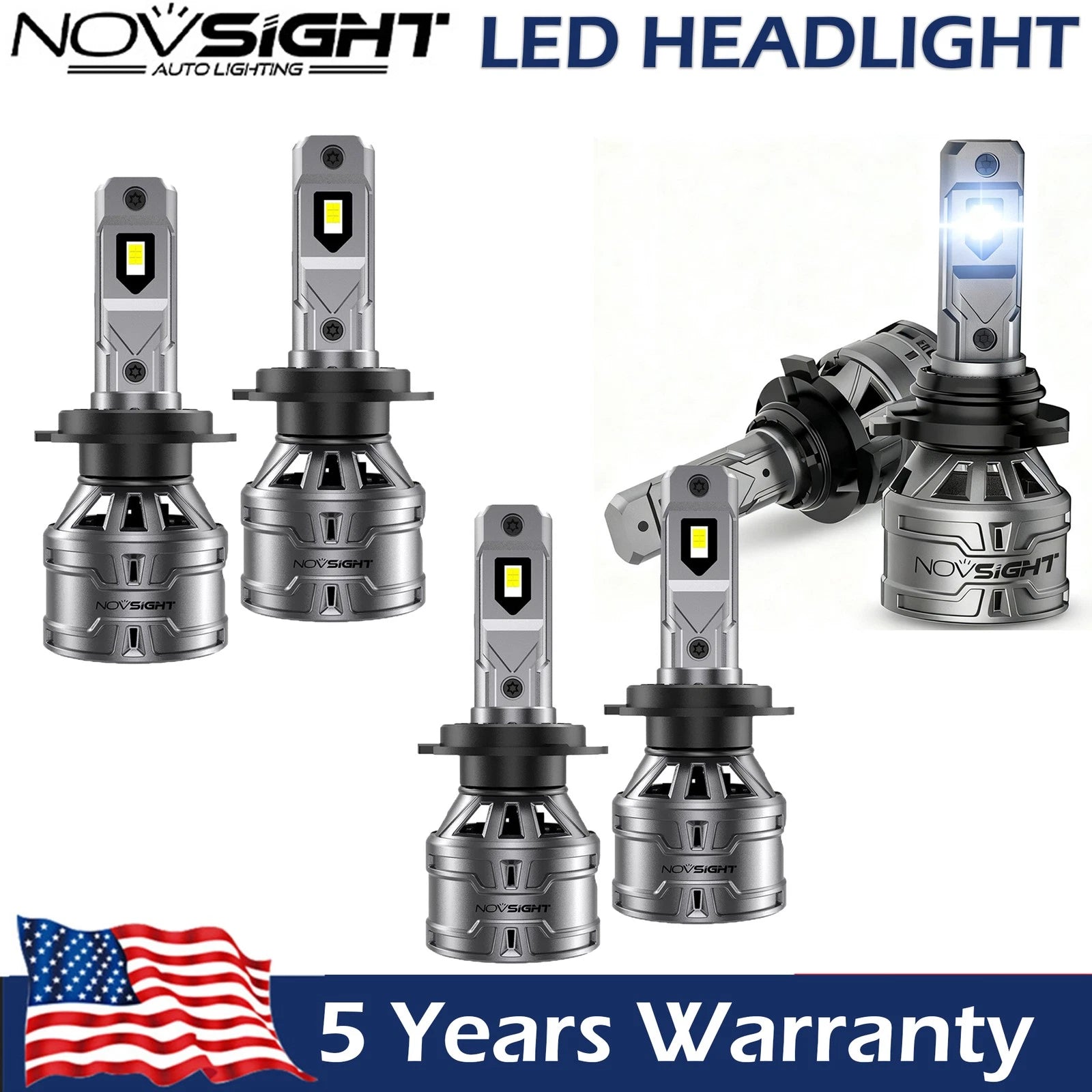 H7 9006 LED Headlight Bulbs Combo for
