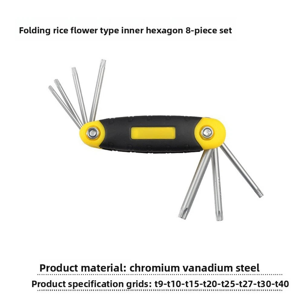 Folding Hex Key Set for Portable Compact Tool (1.5mm to 8mm) Chrome Vanadium