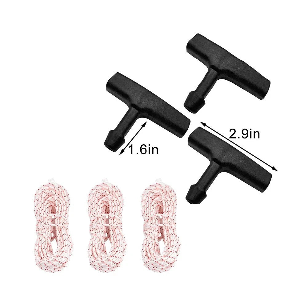 3 Piece Pull Cord Kit for Small Engines (10ft Rope, Ergonomic Handle)