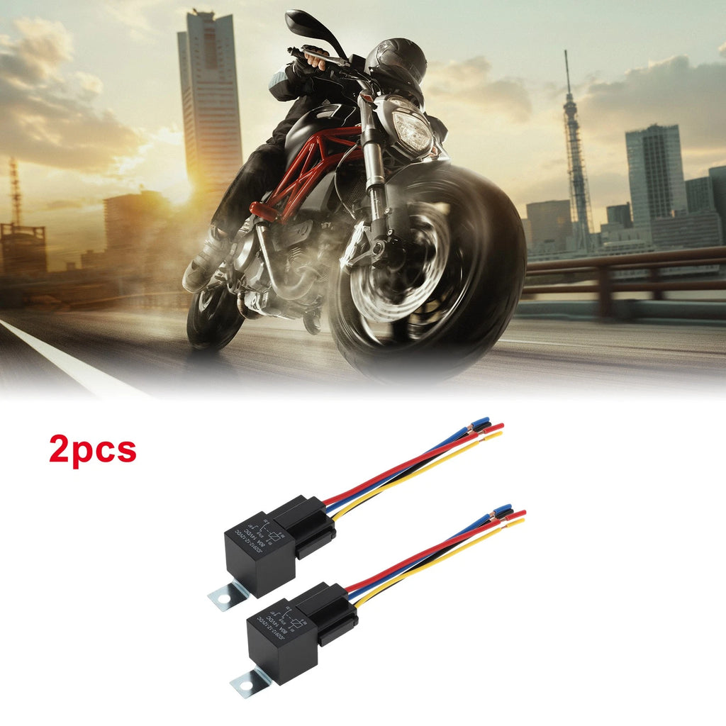 2X 5-Pin Auto Relay 12V 80A with Harness Sockets for Universal Applications