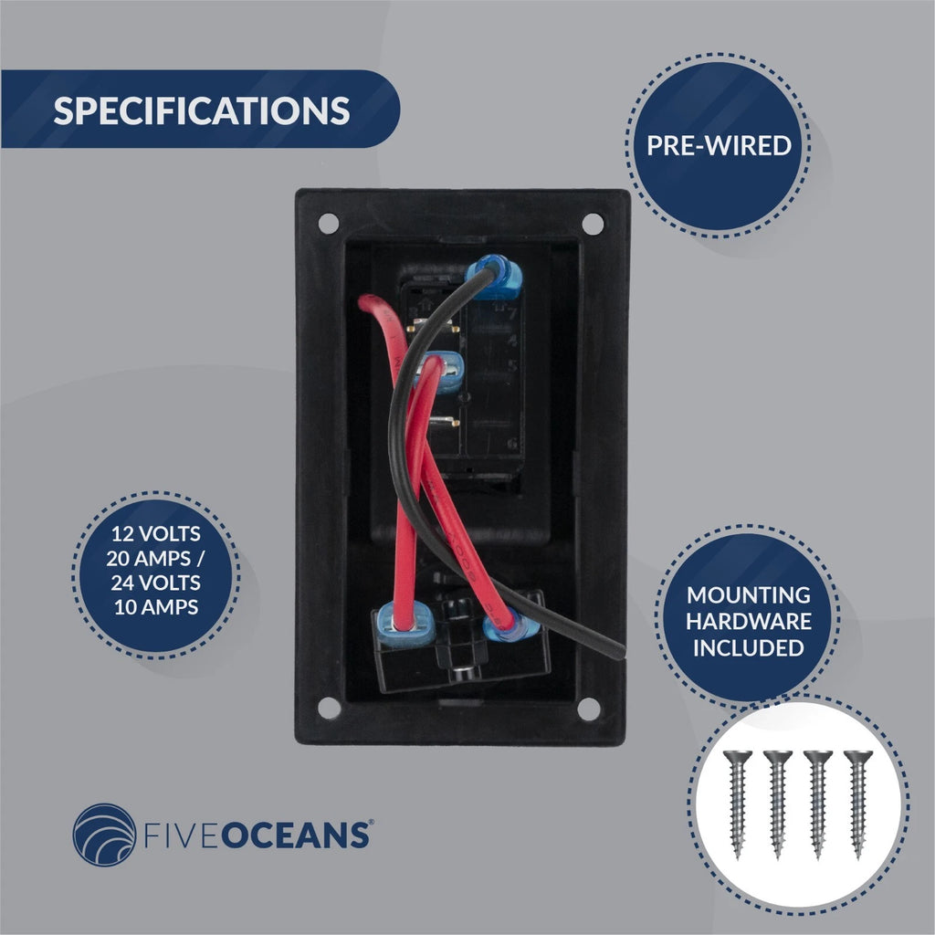 3-Way Rocker Bilge Pump Switch for Five Oceans (12V)