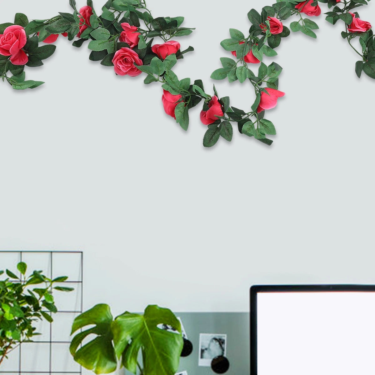 2X Silk Rose Vines 2M for Elegant Decoration (Artificial Flower)