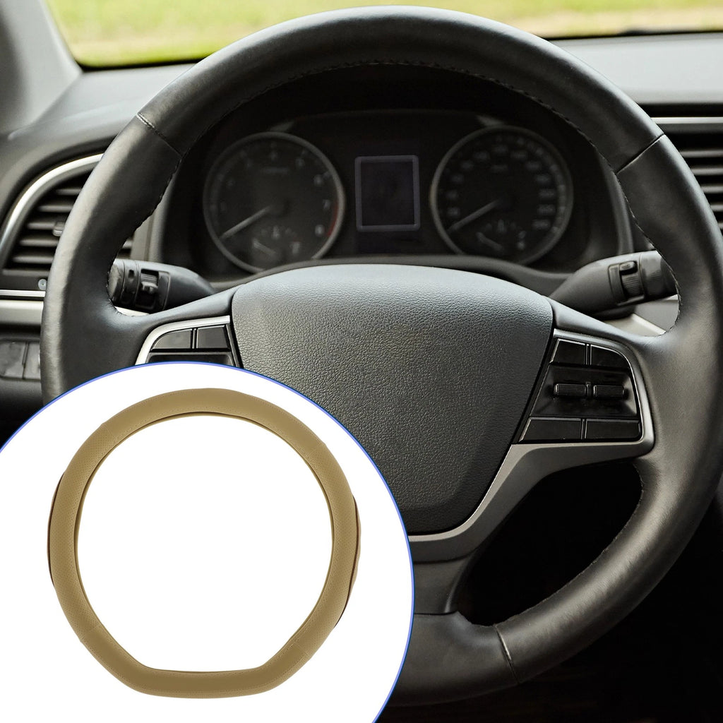 Rubber Steering Wheel Cover for Universal Vehicles (14.96", Beige)