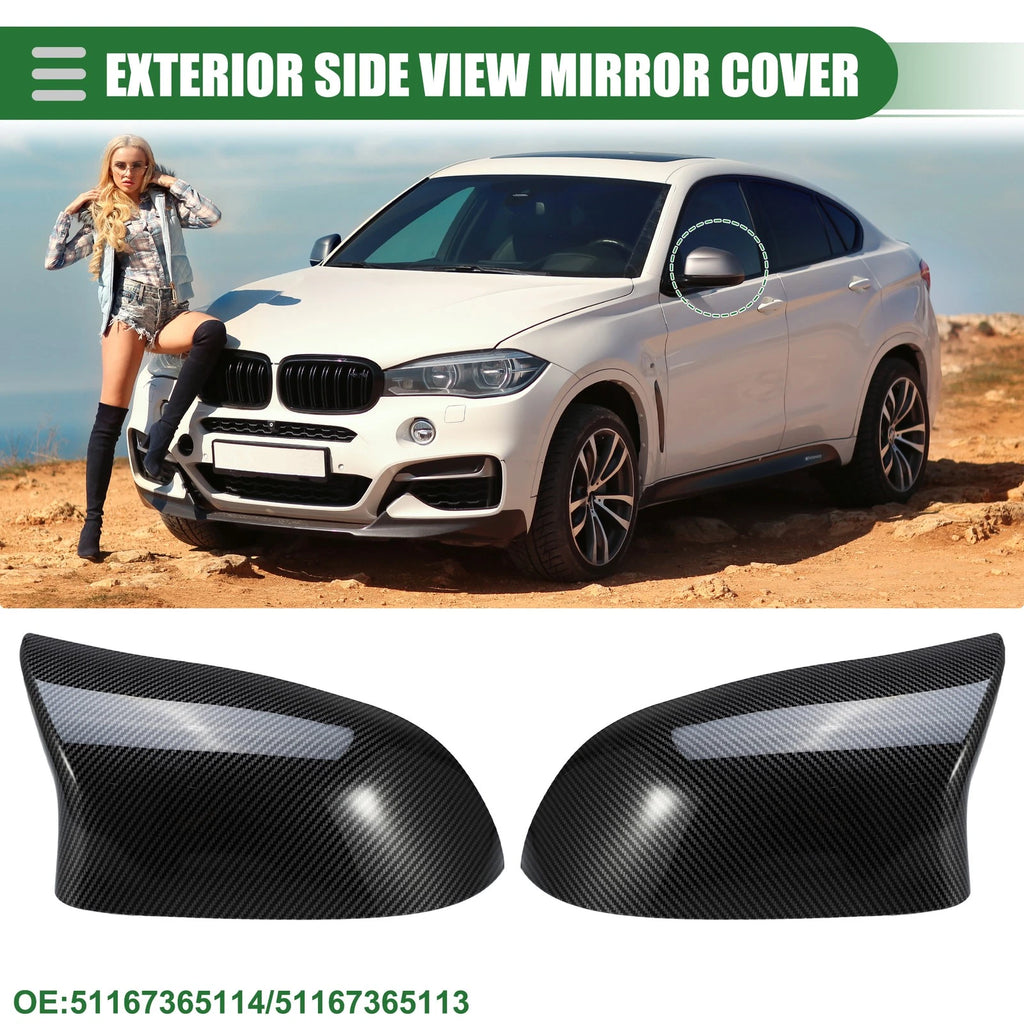 Rearview Mirror Cover Pair Left Right Replacement for BMW X5 X6 (2014–2017)