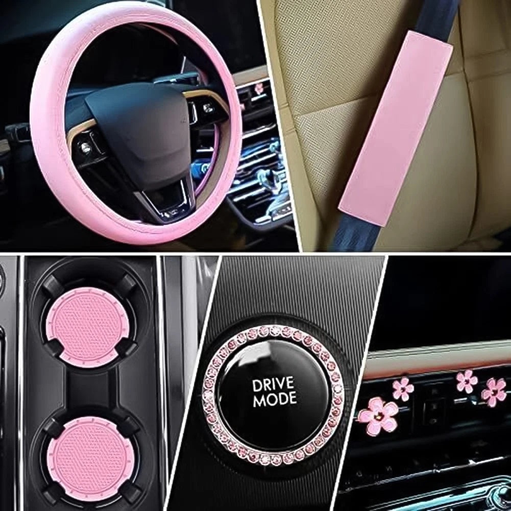 Steering Wheel Cover Set with Cup Holders for Women's Vehicles