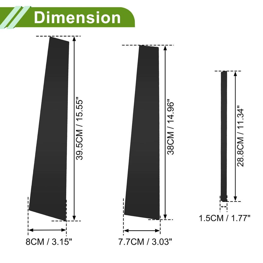 6 Pcs Pillar Window Trim Replacement for Chevy Malibu (2008–2012) Black