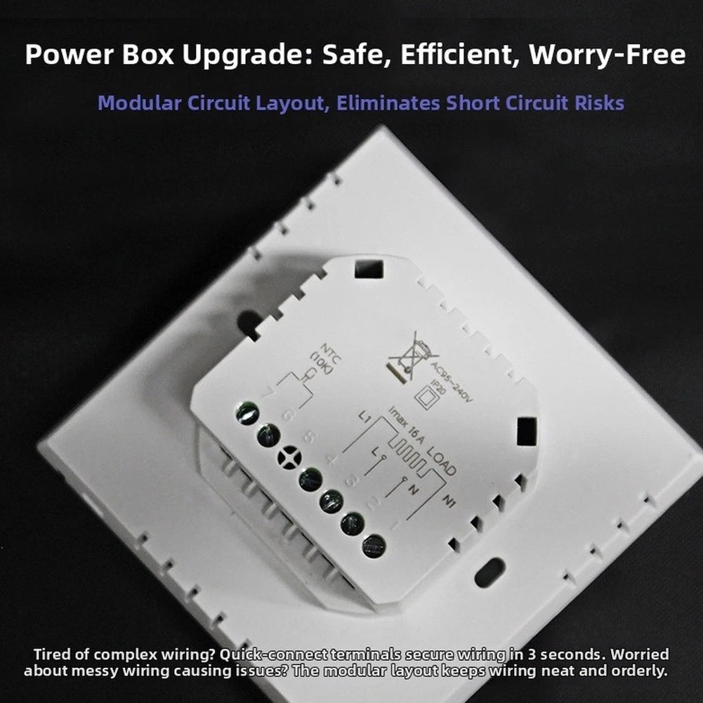 Compact White Screenless Thermostat 12.4mm Flush Mount 95-240VAC