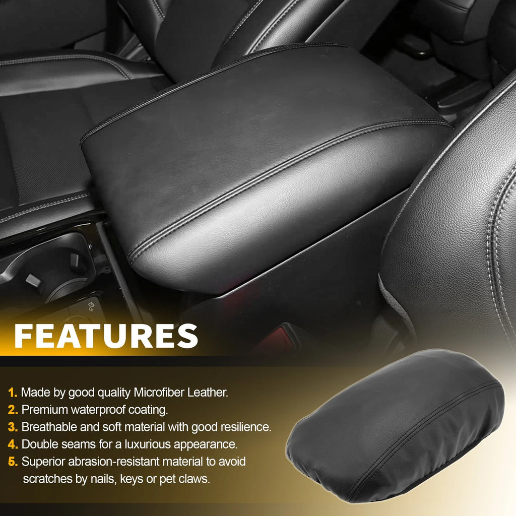 Leather Console Lid Armrest Cover for Ford Explorer (2020–2022) Black