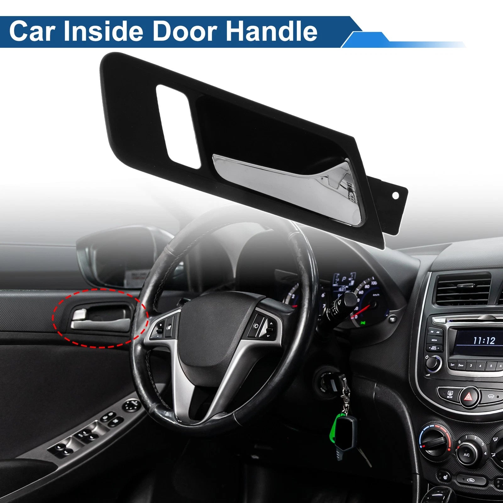 Front Driver Side Interior Door Handle for VW Bora (2008–2012) Black Chrome