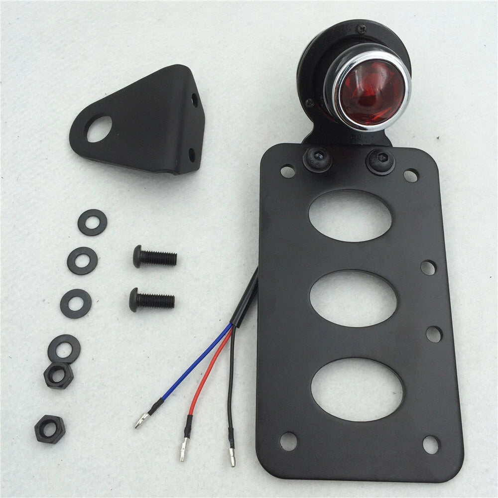 Round Side Mount Tail Light License Plate Bracket for Harley