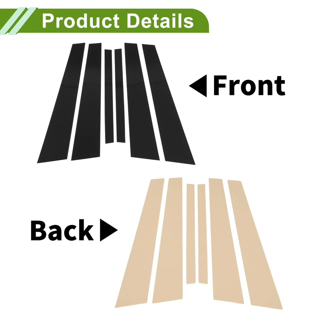 Door Pillar Window Trim 6 Pcs for BMW 7-Series (2002–2008) Black