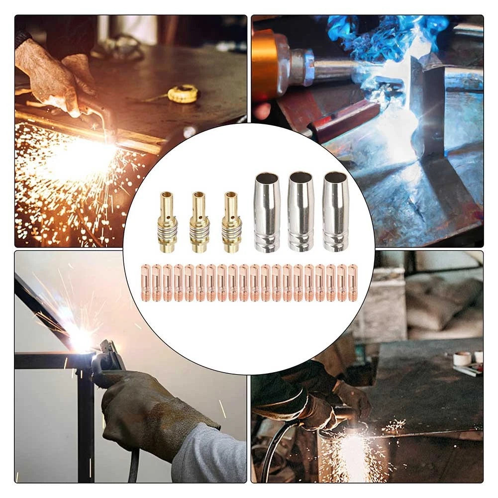26PCS MIG 15AK Replacement Kit - 1.0mm Tips, 3 Nozzles, 3 Diffusers