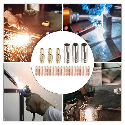 26PCS MIG 15AK Replacement Kit - 1.0mm Tips, 3 Nozzles, 3 Diffusers