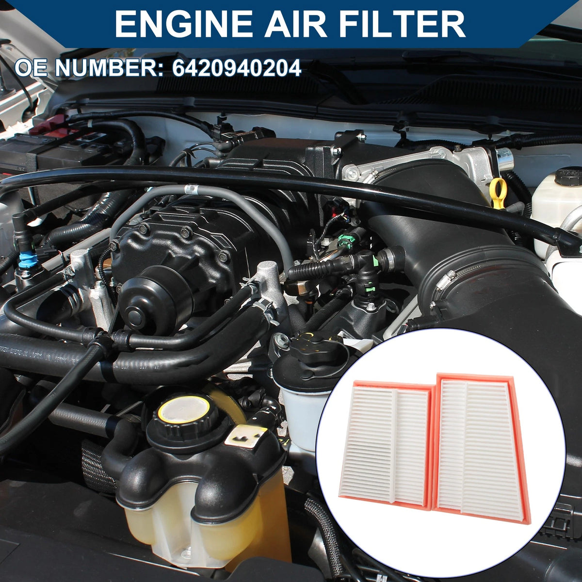 Engine Air Filter Replacement for Mercedes-Benz C320 3.0L (2000–2015) 2 Pcs