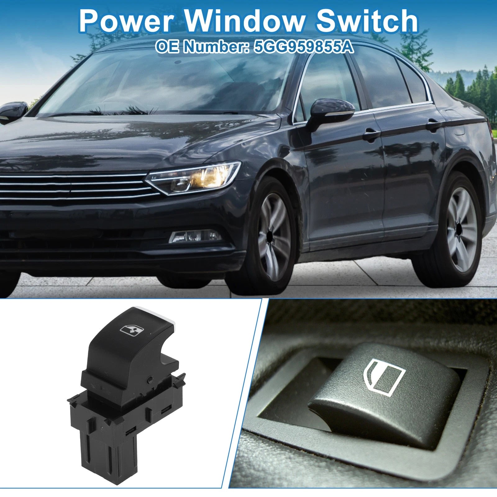 Passenger Side Power Window Switch Replacement for Volkswagen Passat Tiguan (2012–2024)