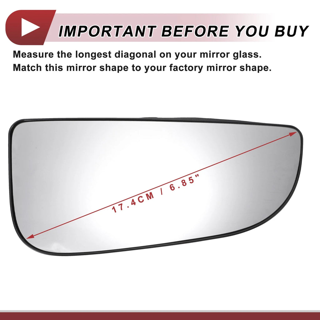 Right Passenger Side Mirror Glass Replacement for Dodge (Non-Heated)