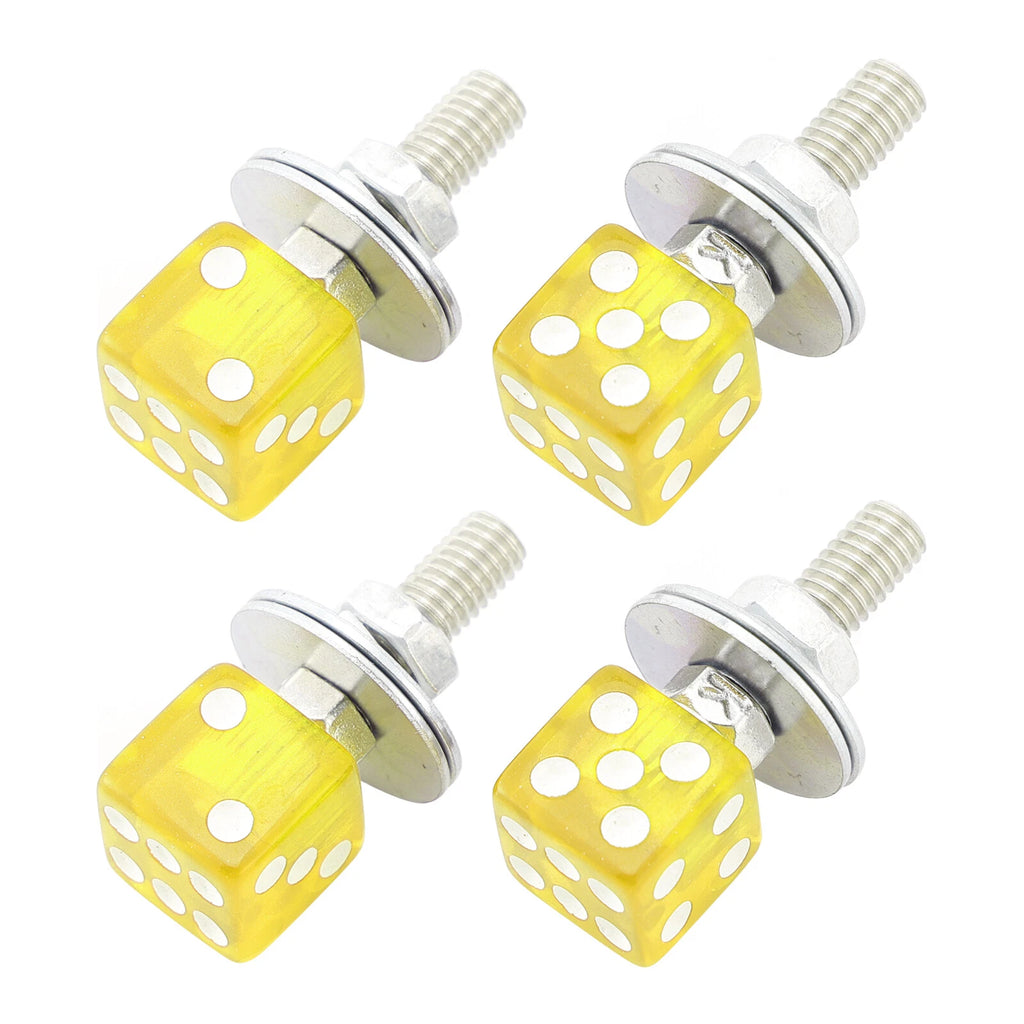 Set of 4 M6 Plastic License Plate Frame Screws Bolts Yellow for Universal