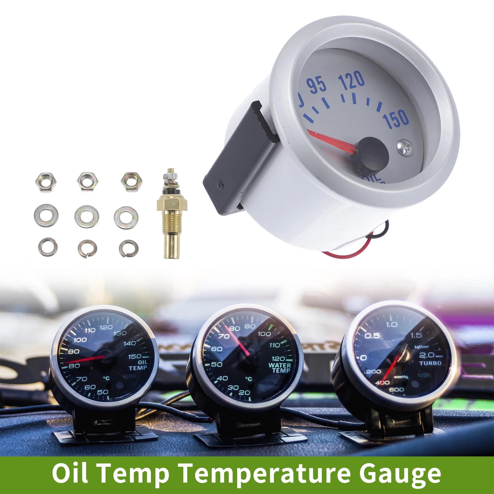 2" Oil Temp Gauge Meter Kit for Universal Vehicles (52mm)