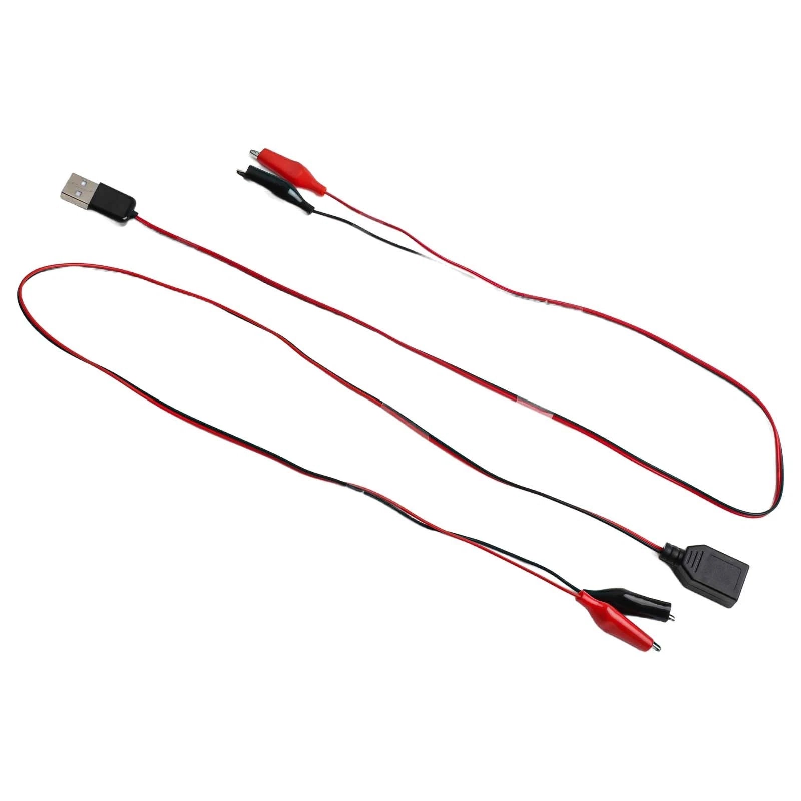 Power Supply Test Cable with USB Connector & Alligator Clips 60CM