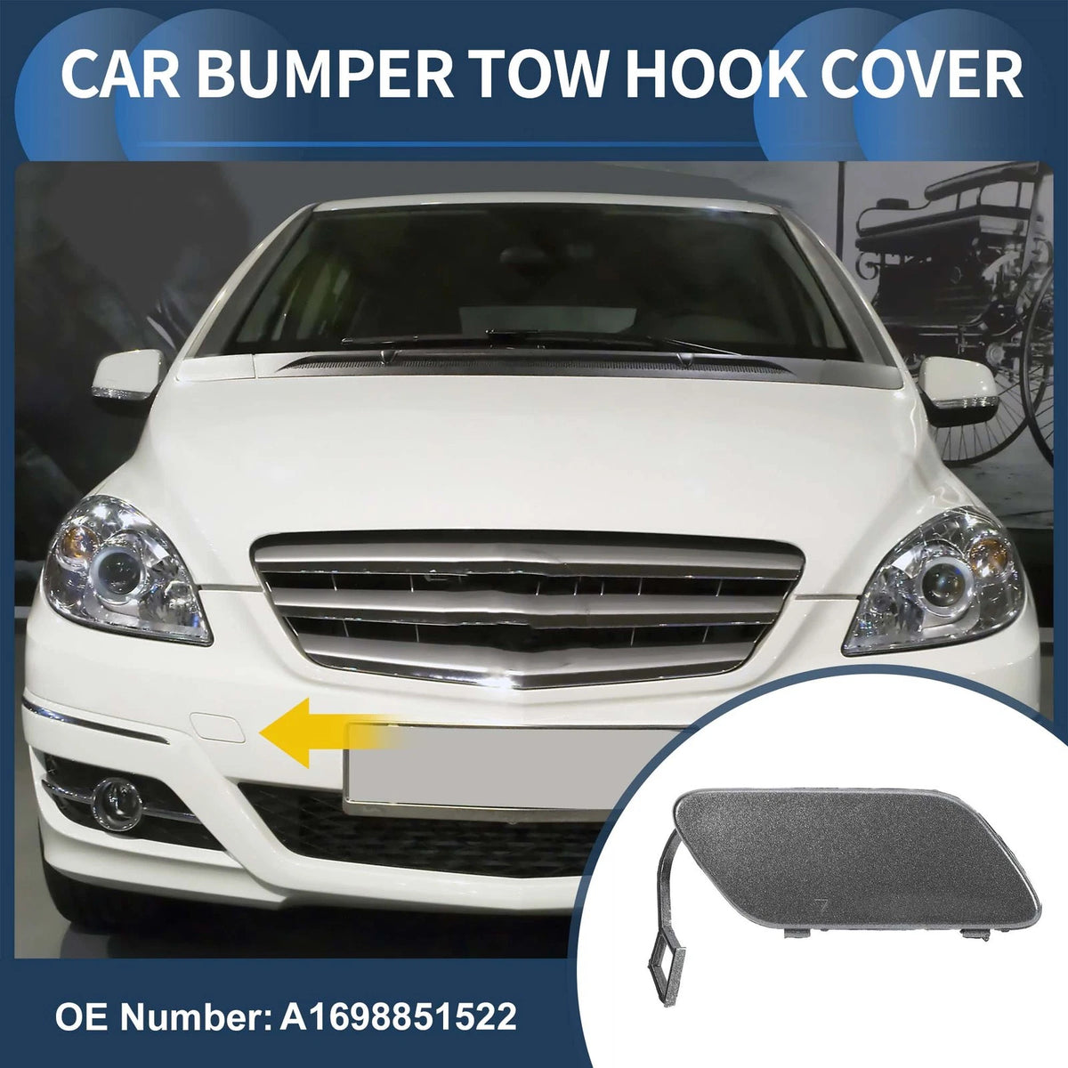 Front Bumper Tow Hook Cap Replacement for Mercedes-Benz B-Class (2012–2018)