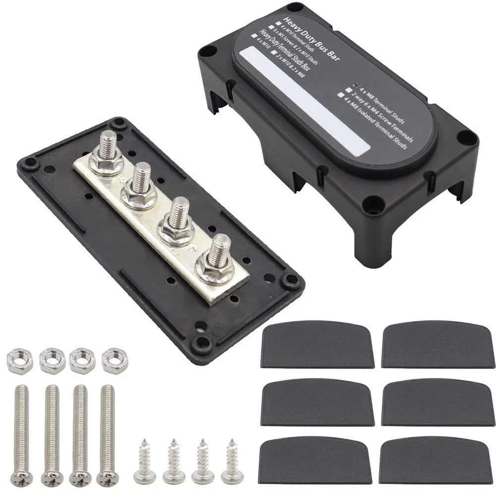 4-Way Terminal Block Busbar with M10 & M8 Studs for RV Automobiles