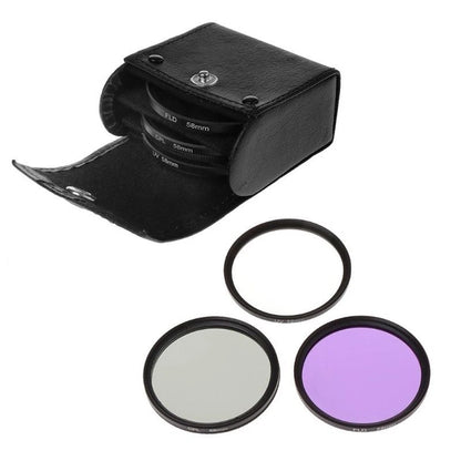 3-in-1 Lens Filter Set (UV, CPL, FLD) for Universal Camera (52/55/58mm)