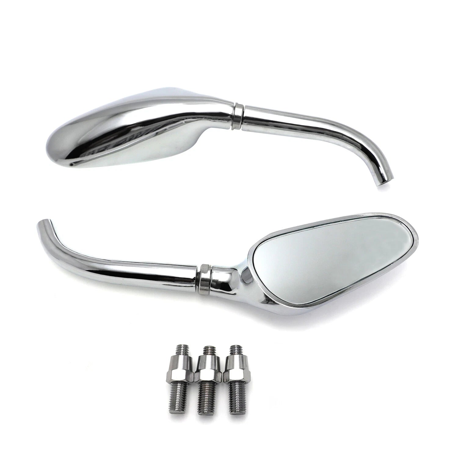 Chrome Mini Motorcycle Mirrors for Harley Yamaha (Universal Fit)