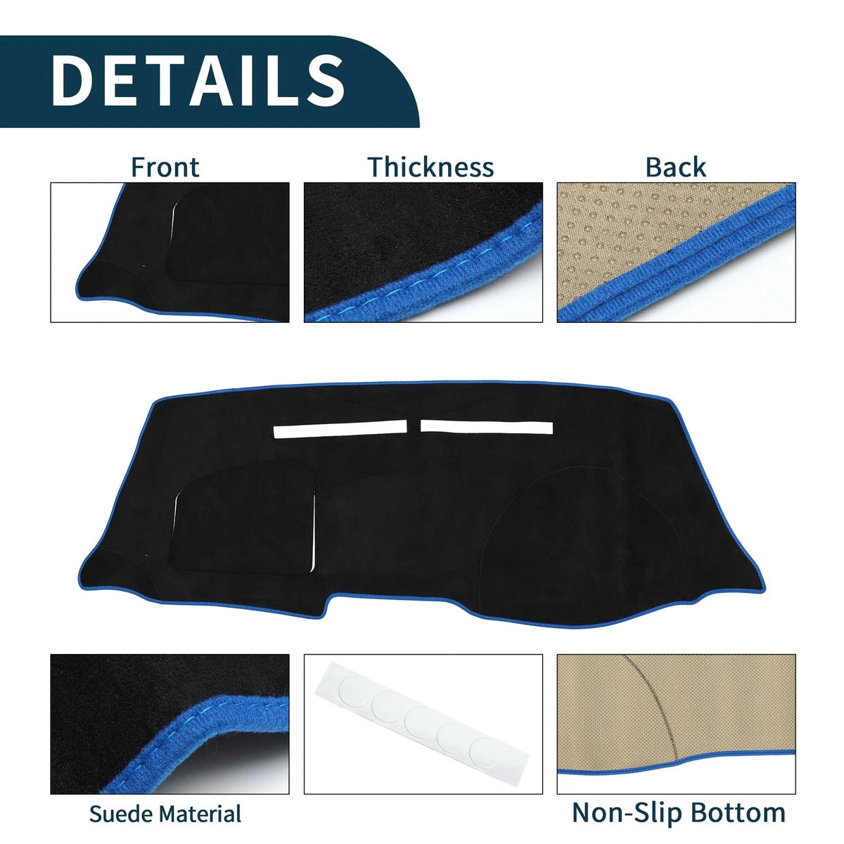 Dashboard Dash Cover Mat for Nissan Note E12 HE12 NE12 (2012–2020) Black Blue