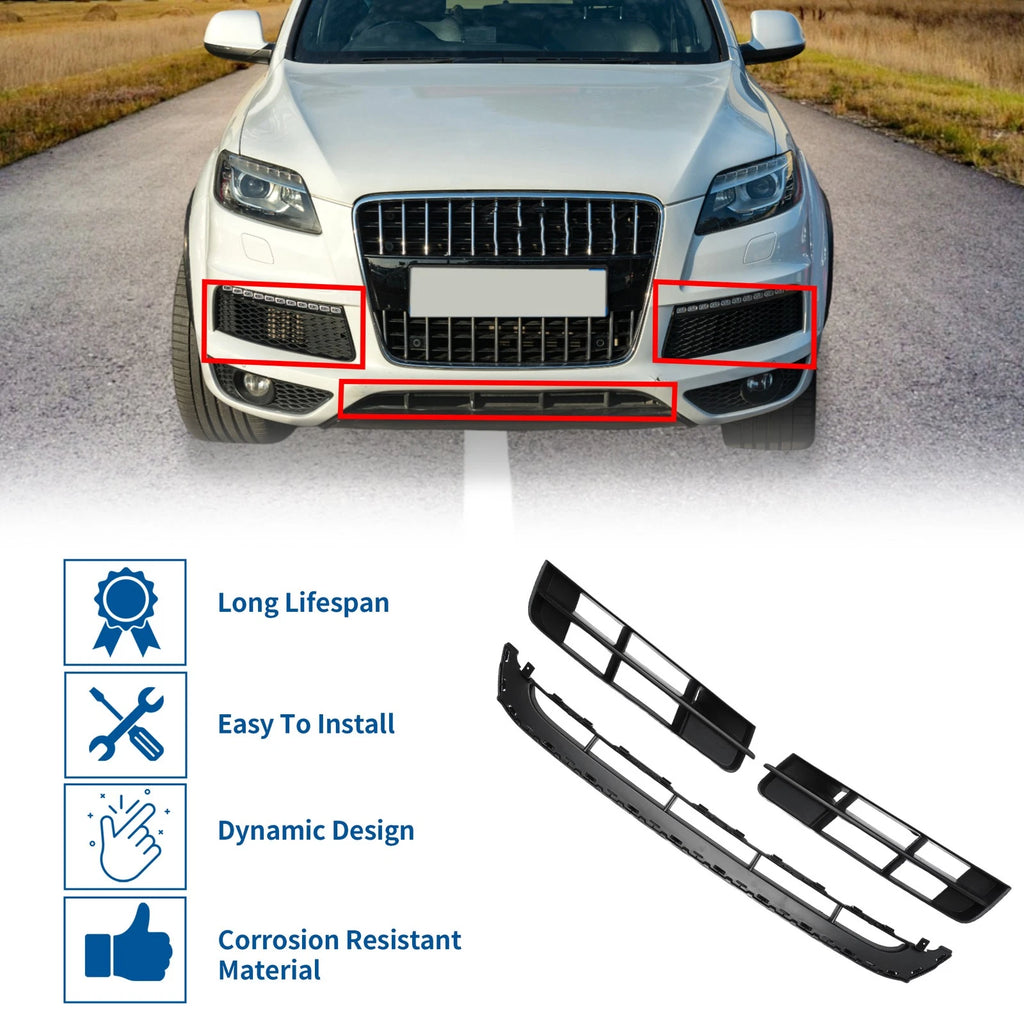 Front Lower Bumper Grille Grill Replacement Set for Audi Q7 (2010–2015)