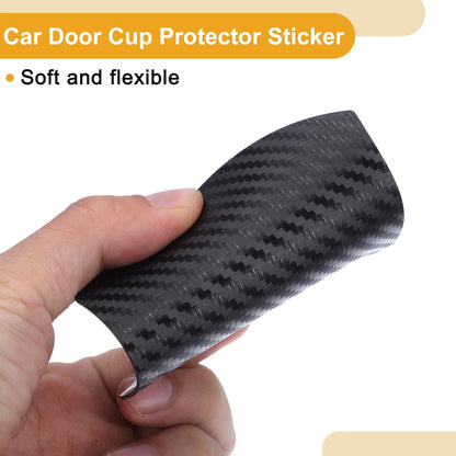 3D Car Door Cup Protector Sticker for Universal Fit (79x89mm) - Carbon Fiber Black