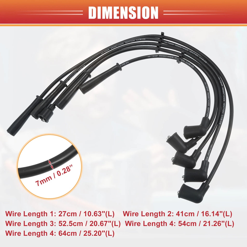 Ignition Spark Plug Wire Set Replacement for Mazda B2200 B2600 (1977–2000)