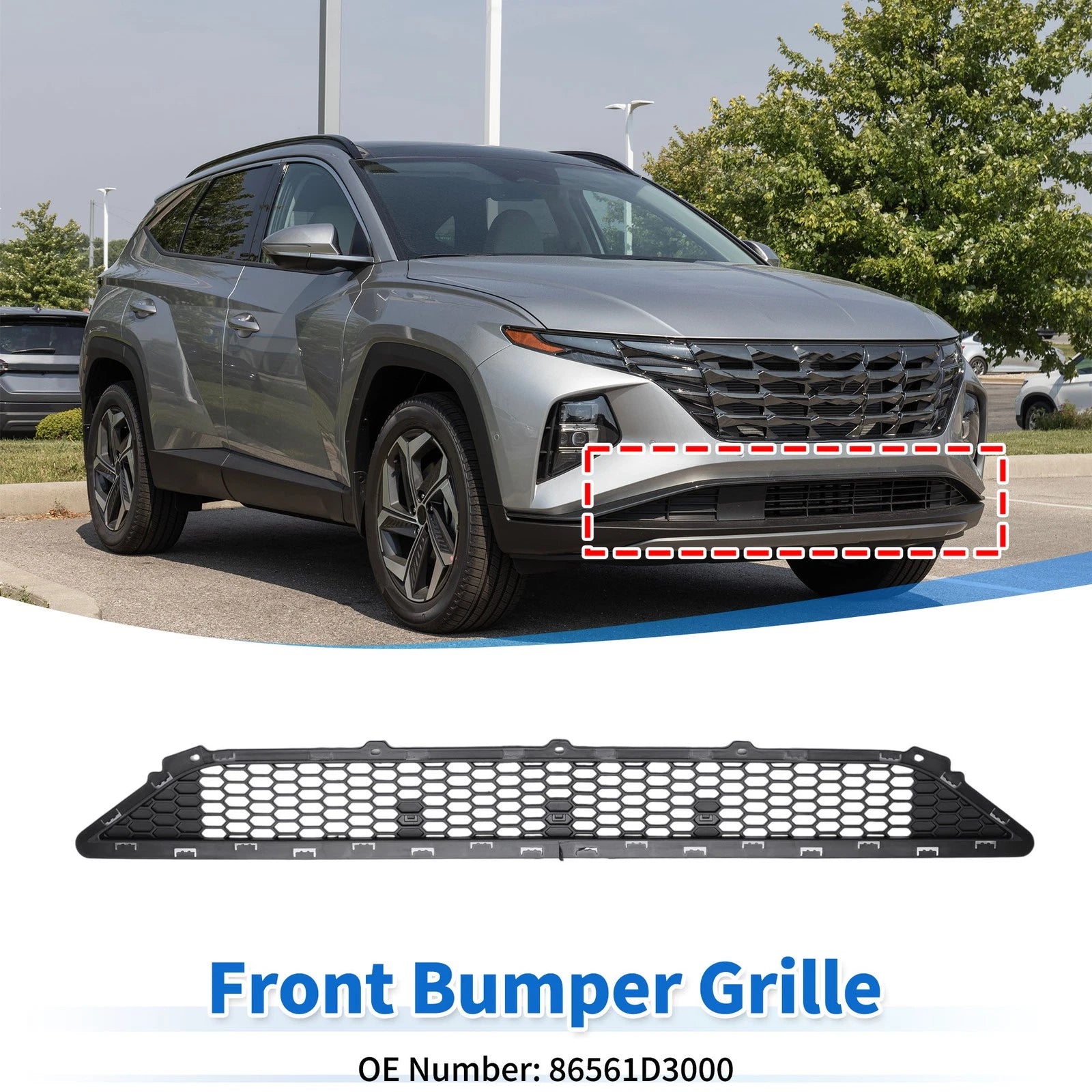 Lower Grille Front Bumper Grille Replacement for Hyundai Tucson (2010–2012)
