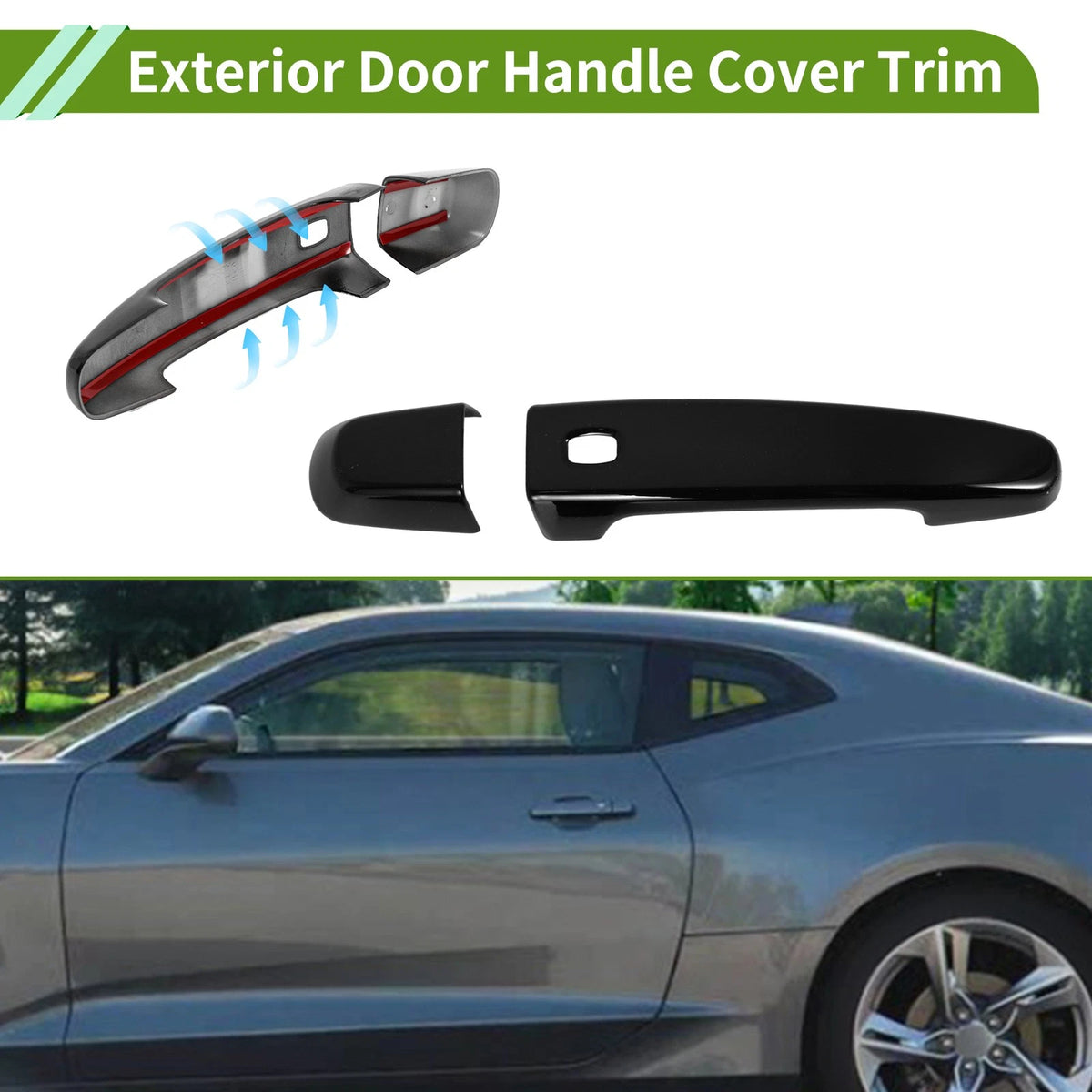 Exterior Door Handle Cover Trim for Chevrolet Camaro 2016–2023 Gloss Black