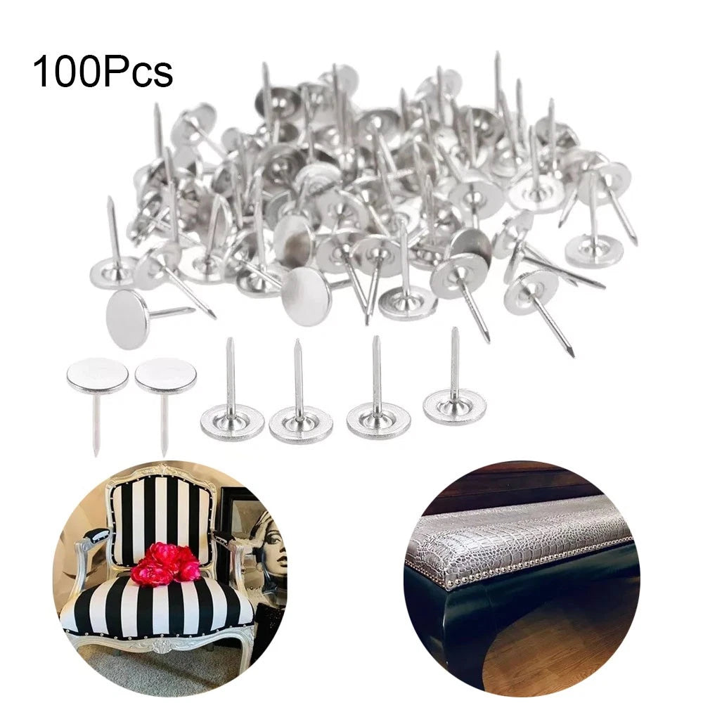 100pcs Flat Head Upholstery Nails Tacks for Various Applications