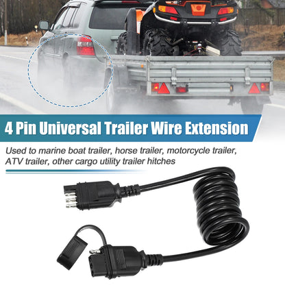 4 Pin Trailer Extension Wire Coiled Adapter 4 Way for 4 Pin Vehicles (60in)