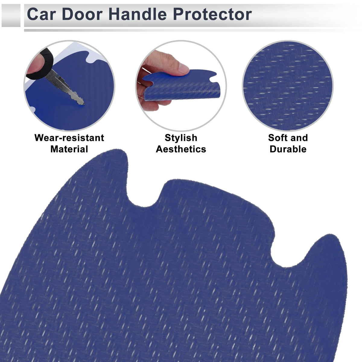 Door Handle Sticker for Auto (83x90mm) - Protective Film Blue