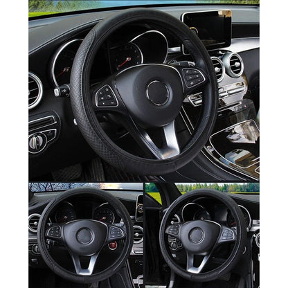 Leather Steering Wheel Cover 15" Anti-slip for Universal Fit (37-38cm)