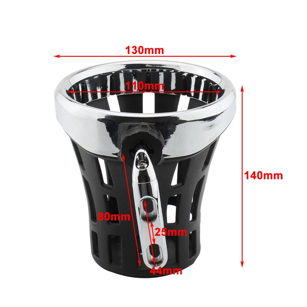 Motorcycle Handlebar Cup Holder Drink W/ Mesh Basket Mount Universal Large