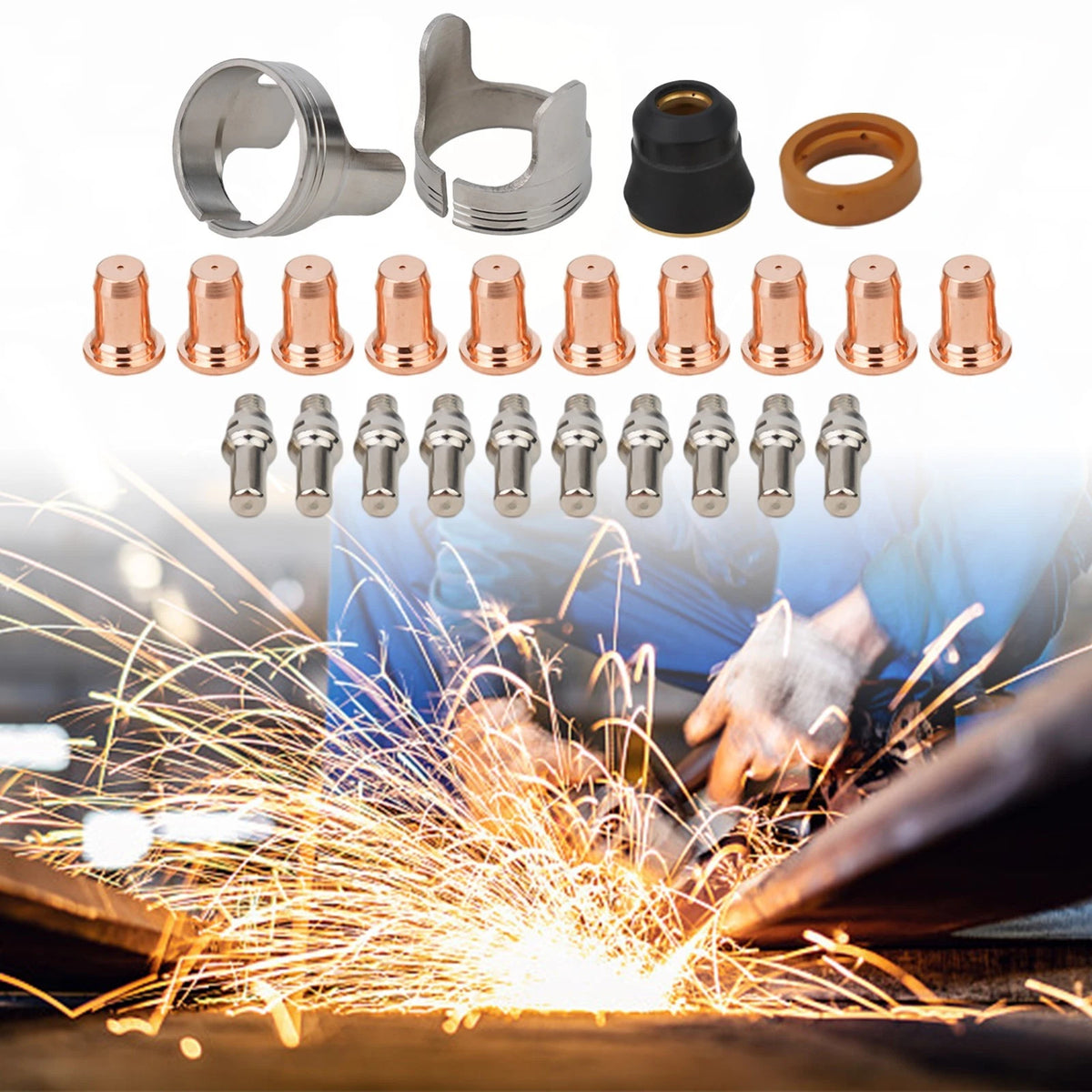 24pcs Plasma Electrodes 40-50A Copper Hafnium for Automotive Applications