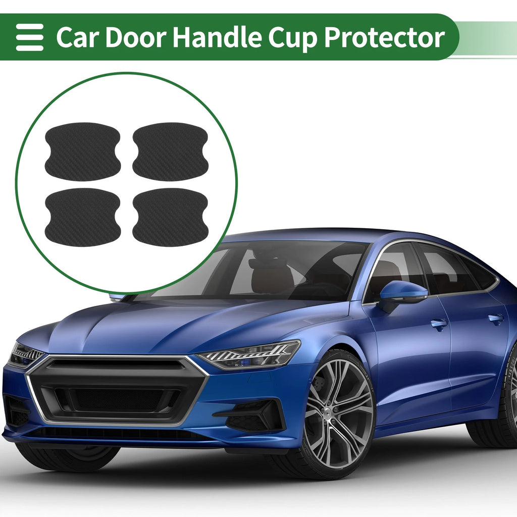 Car Door Handle Cup Protector for - Carbon Fiber Black