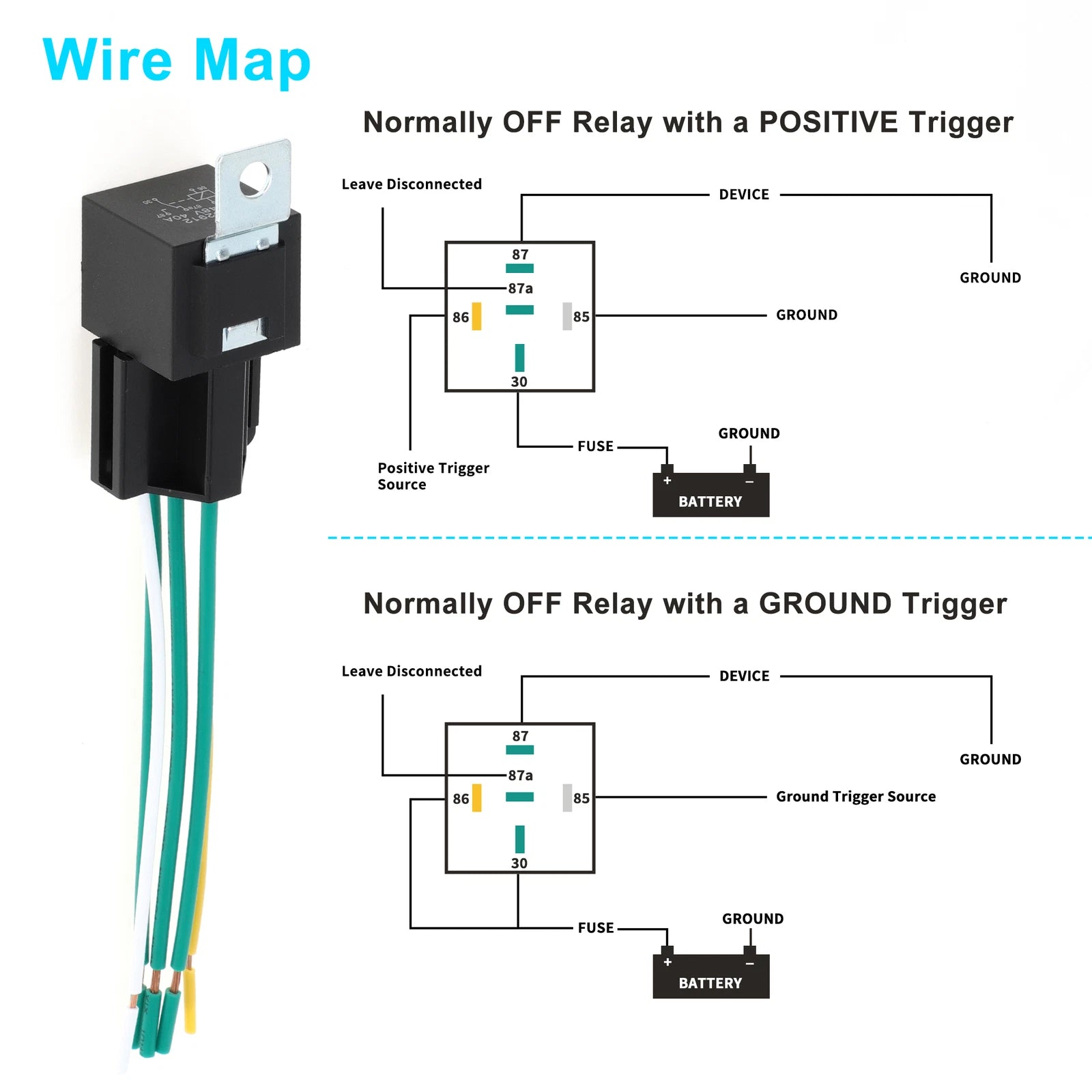 1 Pc 5-Pin 48V 40A Waterproof Auto Relay for Car