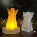 Ghost silicone mold with wooden lighted base for DIY resin epoxy casting