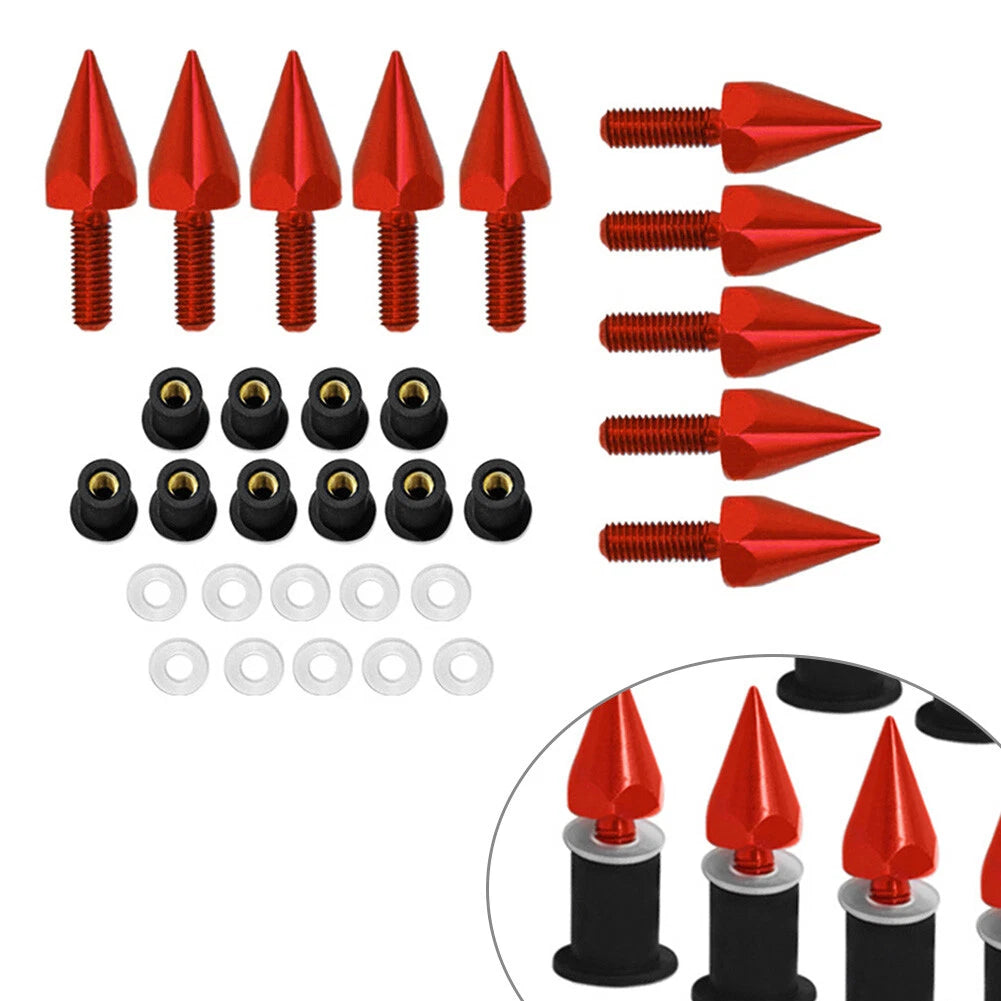 10x Red Windshield Spike Bolts for Motorcycle (5MM)