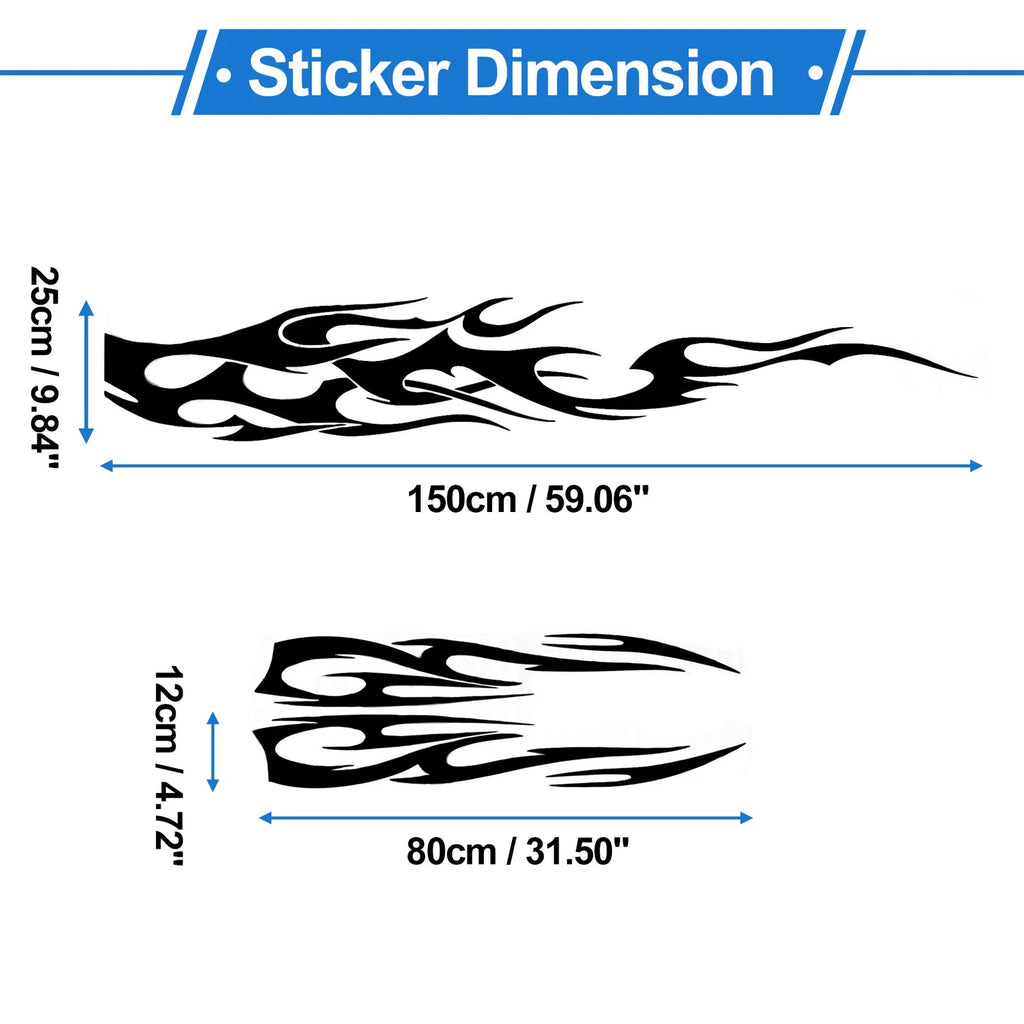 2X Flame Pattern Car Bumper Sticker Decal Waterproof Black