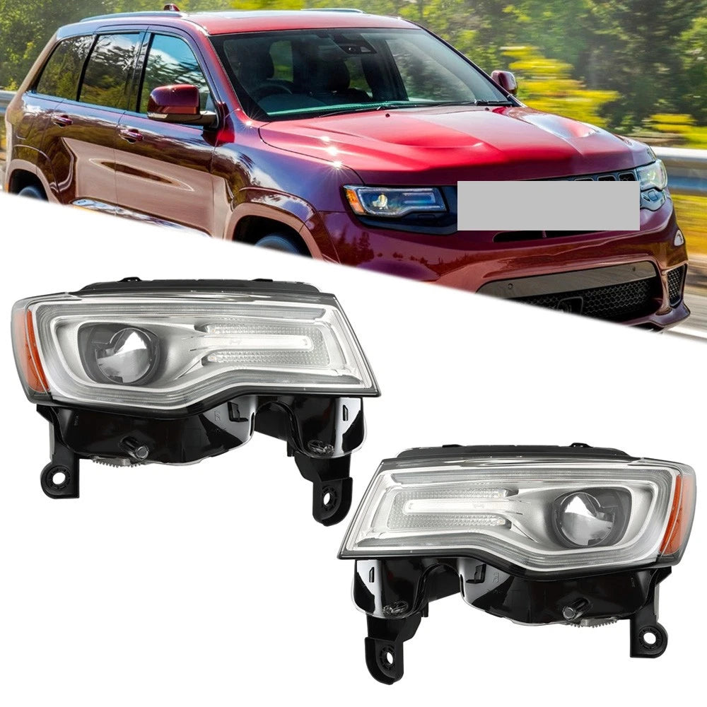 Pair Chrome Xenon Headlights for Jeep Grand Cherokee (2019–2021) LED DRL