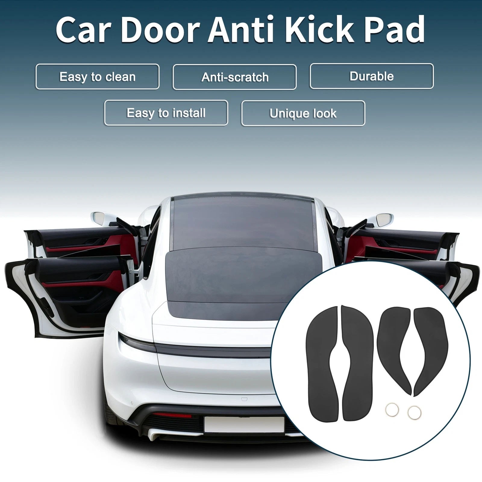 Door Anti Kick Pad Protector for Hyundai Tucson IX35 (2010–2017) Black Set