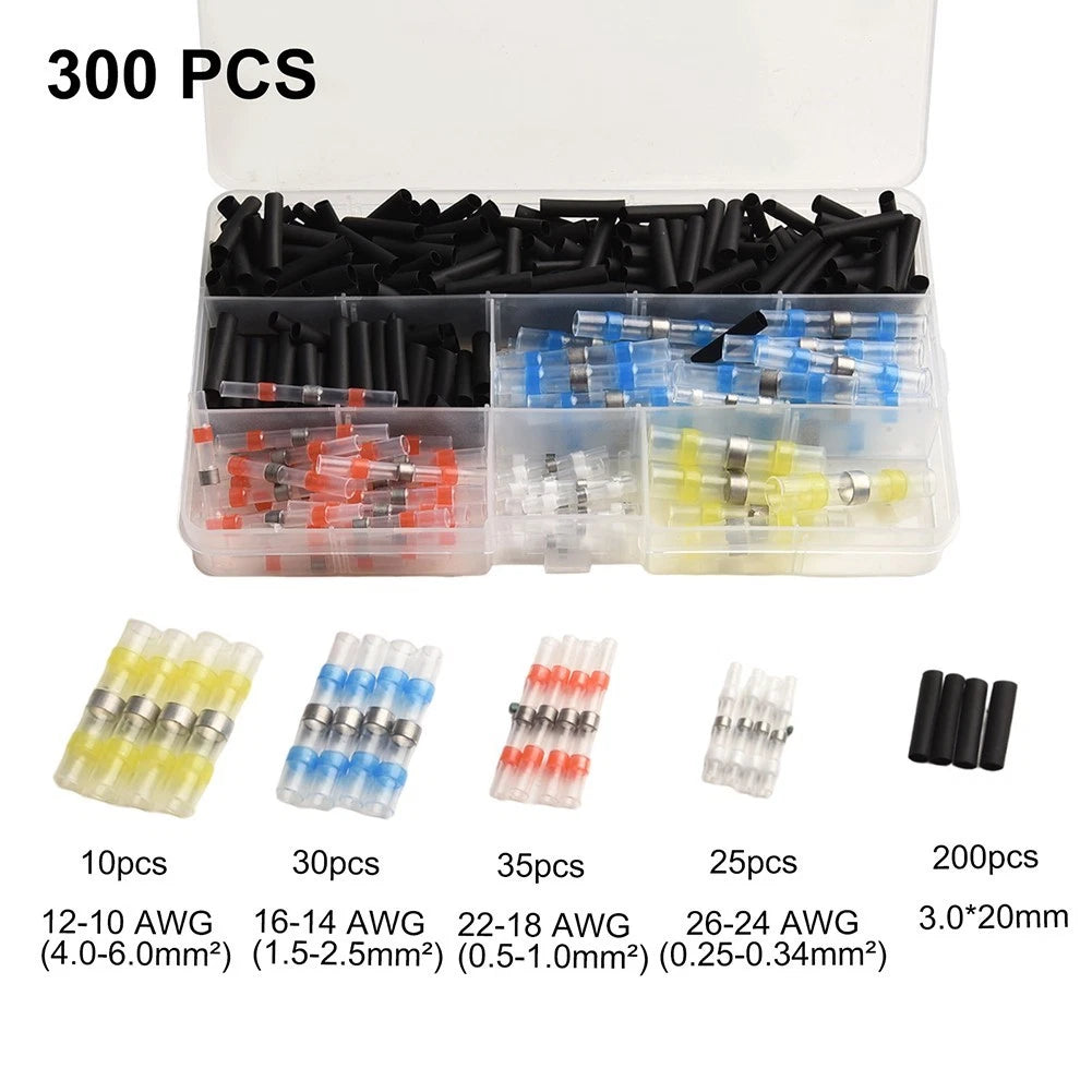 300PC Heat Shrink Solder Wire Connectors for Secure Waterproof Connections