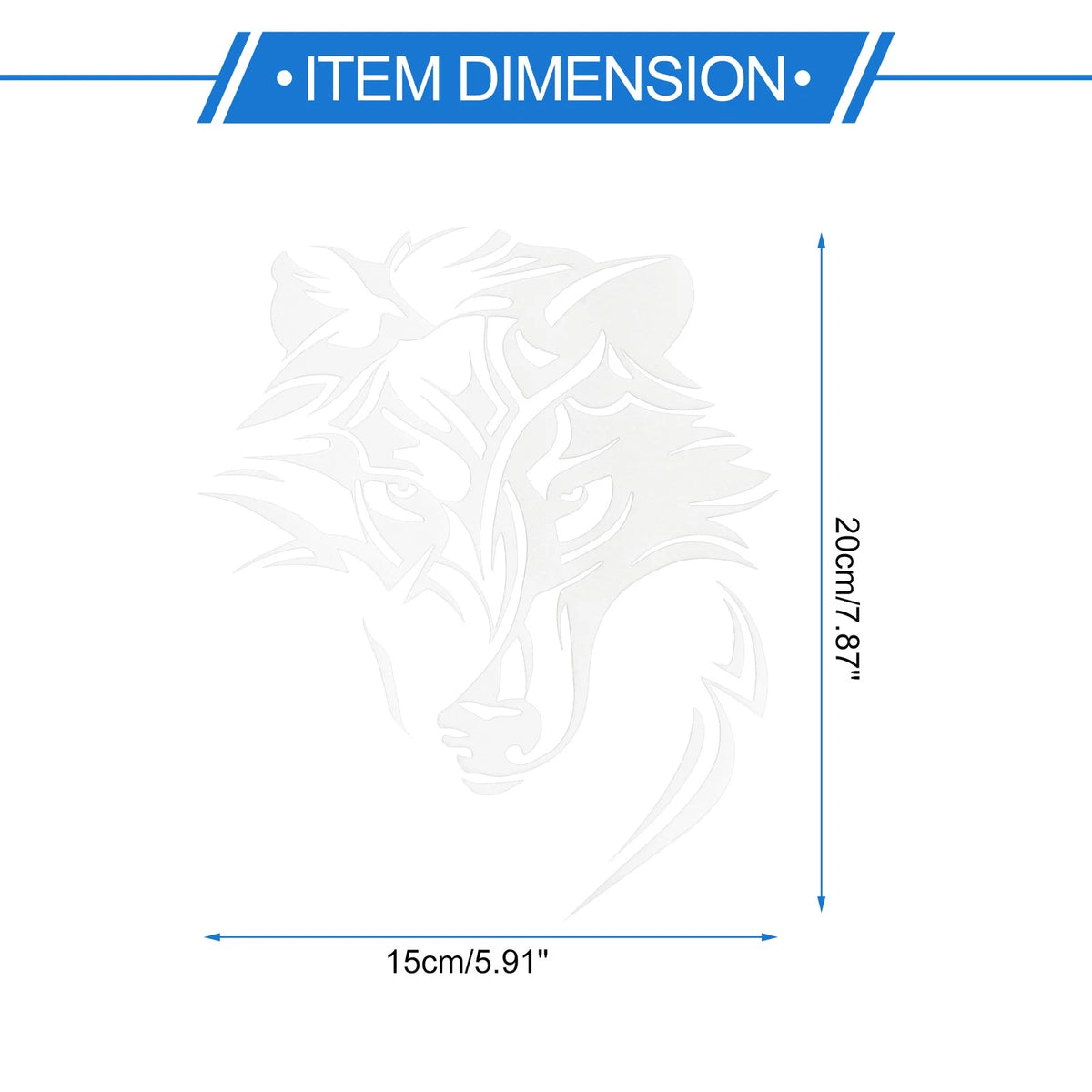 Reflective Bumper Decal for - Silver Tone Wolf Head