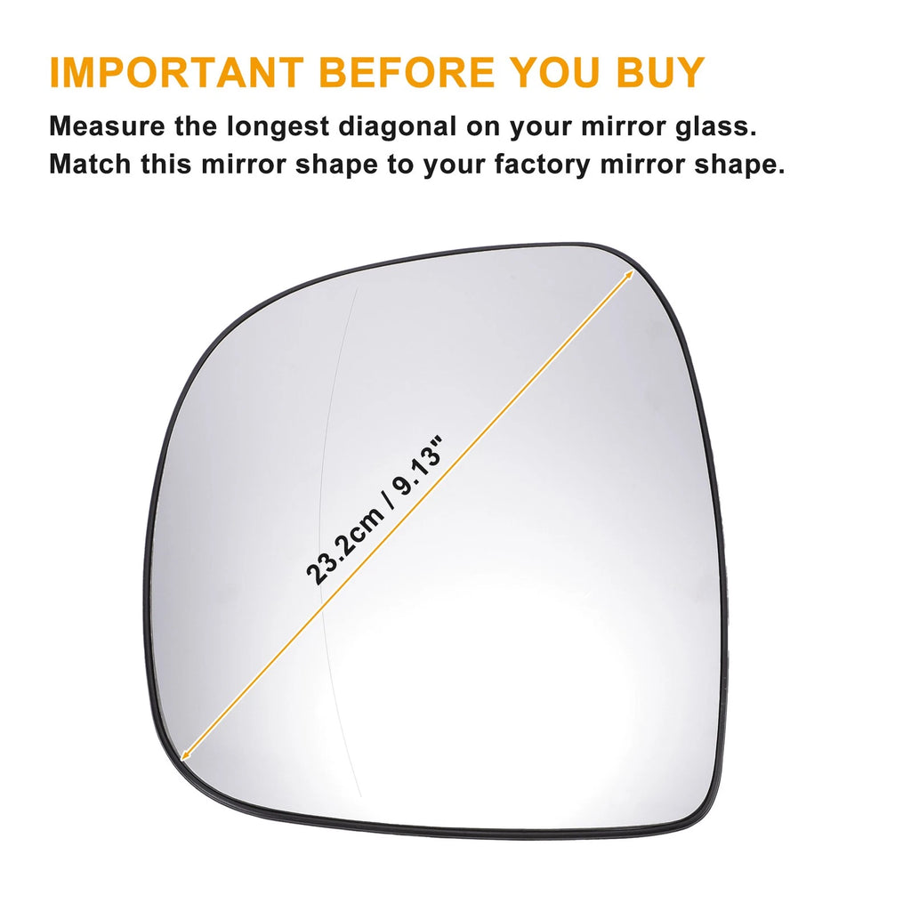Left Side Mirror Glass with Back Heated for Mercedes Vito (2003–2010)