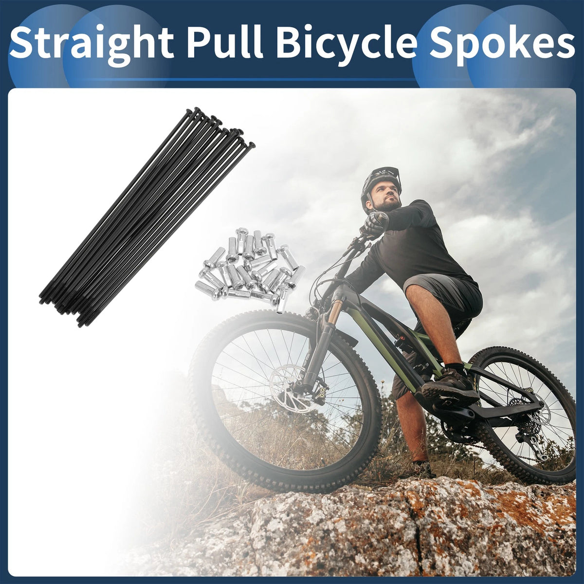 Bicycle Spokes Set Straight Pull 116mm Carbon Steel Black for Universal (All Years)